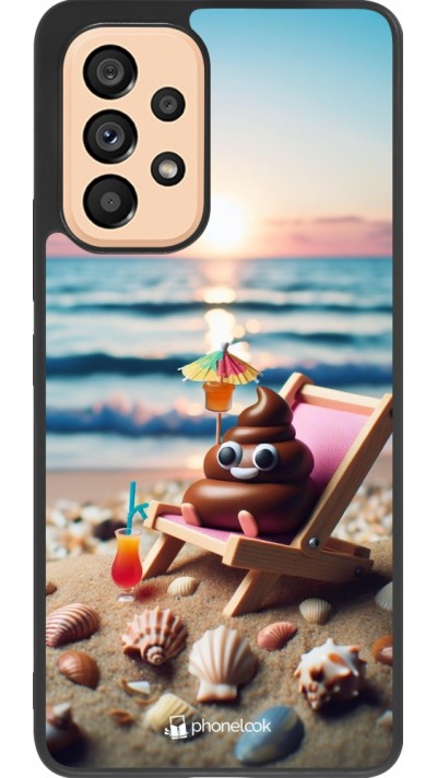 Samsung Galaxy A53 5G Case Hülle - Silikon schwarz Kackhaufen Emoji auf Liegestuhl