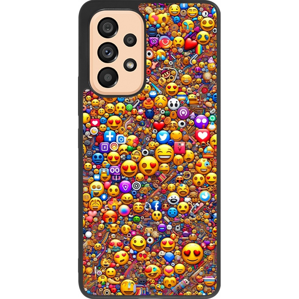 Coque Samsung Galaxy A53 5G - Silicone rigide noir Emoji mixed