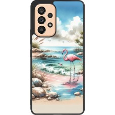 Samsung Galaxy A53 5G Case Hülle - Silikon schwarz Flamingo Aquarell