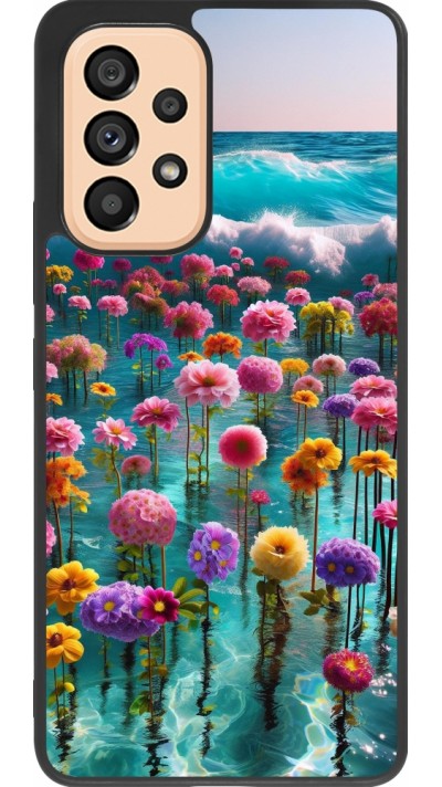 Samsung Galaxy A53 5G Case Hülle - Silikon schwarz Blumenmeer Wellen