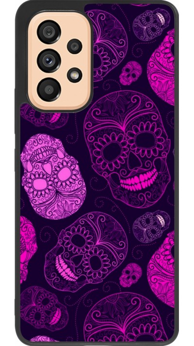 Samsung Galaxy A53 5G Case Hülle - Silikon schwarz Halloween 2023 pink skulls