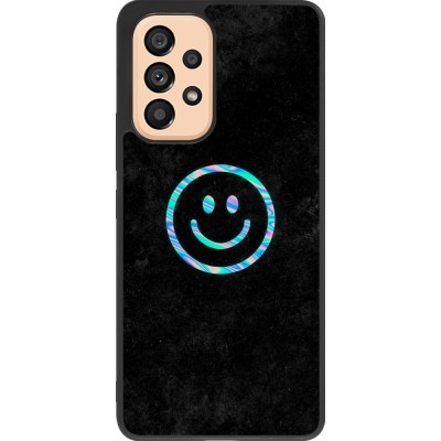 Coque Samsung Galaxy A53 5G - Silicone rigide noir Happy smiley irisé