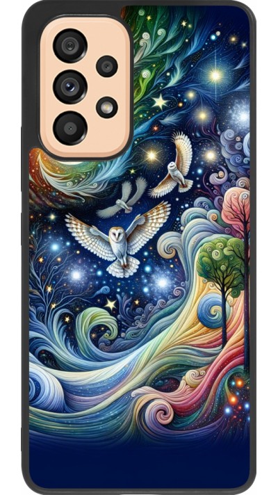 Samsung Galaxy A53 5G Case Hülle - Silikon schwarz Fliegender Blumen-Eule