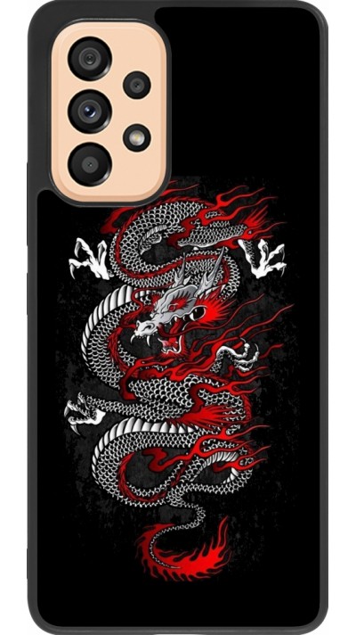 Samsung Galaxy A53 5G Case Hülle - Silikon schwarz Japanese style Dragon Tattoo Red Black