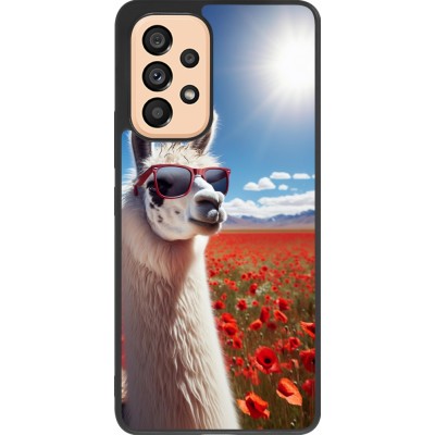 Samsung Galaxy A53 5G Case Hülle - Silikon schwarz Lama Chic in Mohnblume