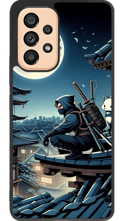 Coque Samsung Galaxy A53 5G - Silicone rigide noir Ninja sous la lune