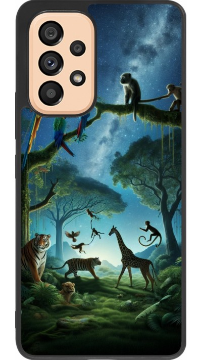 Coque Samsung Galaxy A53 5G - Silicone rigide noir Paradis des animaux exotiques