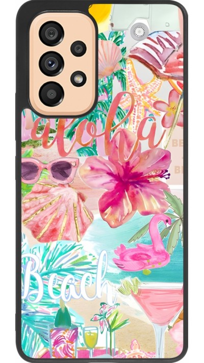 Coque Samsung Galaxy A53 5G - Silicone rigide noir Preppy Collage Aloha