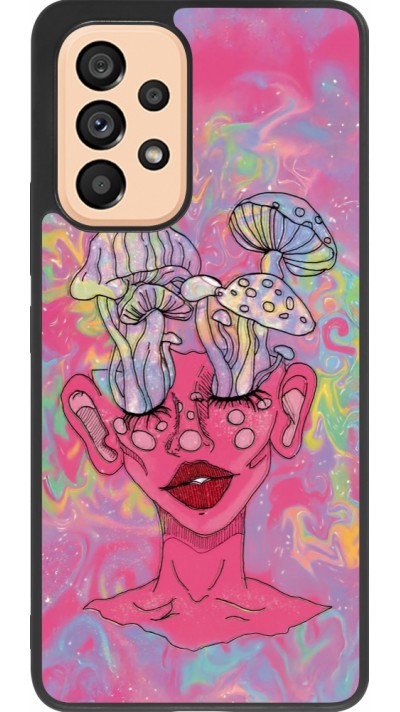 Coque Samsung Galaxy A53 5G - Silicone rigide noir Psychedelic pink mushroom