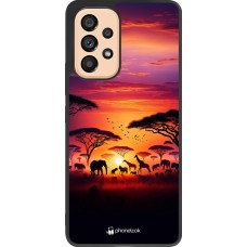 Samsung Galaxy A53 5G Case Hülle - Silikon schwarz Safari Sonnenuntergang Wildtiere