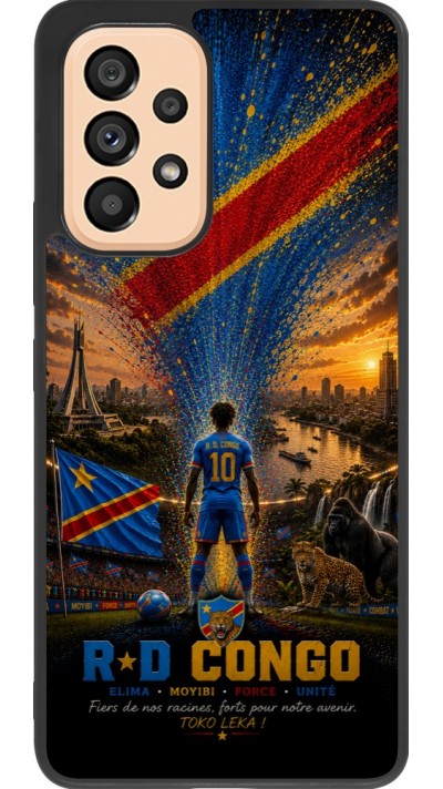 Coque Samsung Galaxy A53 5G - Silicone rigide noir Football République démocratique du Congo splash 2026