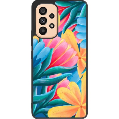 Samsung Galaxy A53 5G Case Hülle - Silikon schwarz Spring 23 colorful flowers