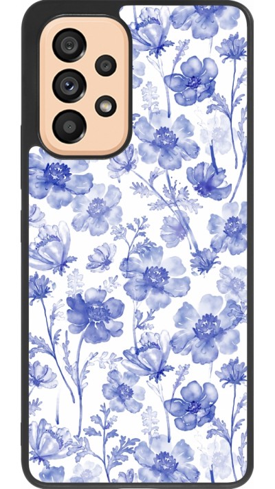 Samsung Galaxy A53 5G Case Hülle - Silikon schwarz Spring 23 watercolor blue flowers