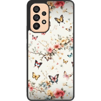 Coque Samsung Galaxy A53 5G - Silicone rigide noir Spring 25 Papillons Légers