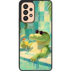 Coque Samsung Galaxy A53 5G - Silicone rigide noir Crocodile in the swimming pool Summer 2026