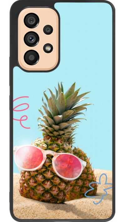 Coque Samsung Galaxy A53 5G - Silicone rigide noir Pineapple with glasses Summer 2026