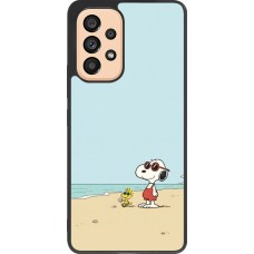 Coque Samsung Galaxy A53 5G - Silicone rigide noir Snoopy on the beach Summer 2026