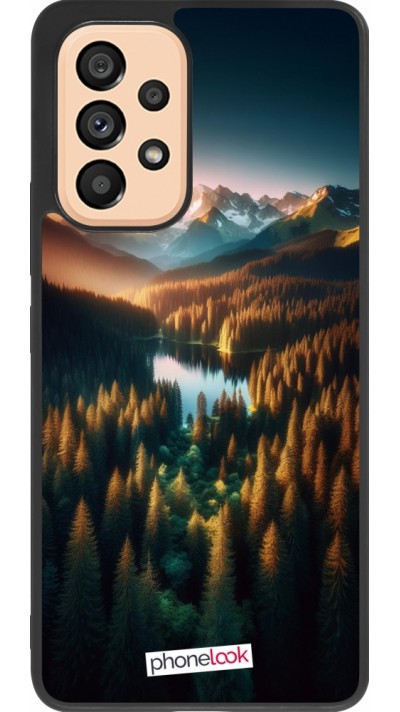 Samsung Galaxy A53 5G Case Hülle - Silikon schwarz Sonnenuntergang Waldsee