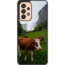 Coque Samsung Galaxy A53 5G - Silicone rigide noir Fête Nationale Suisse Vaches