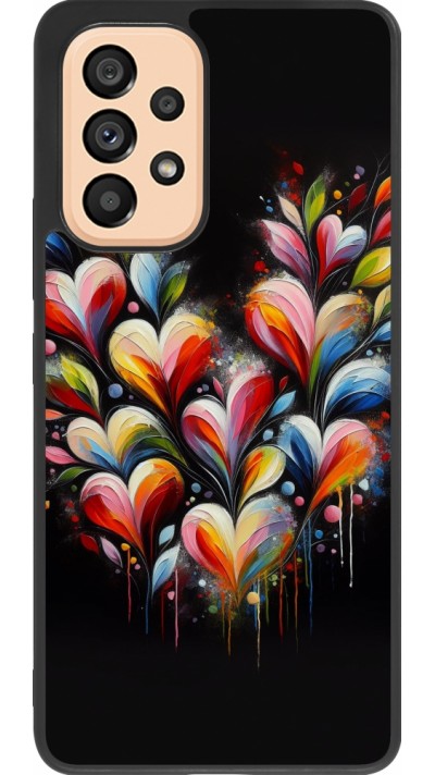 Coque Samsung Galaxy A53 5G - Silicone rigide noir Valentine 2024 Coeur Noir Abstrait