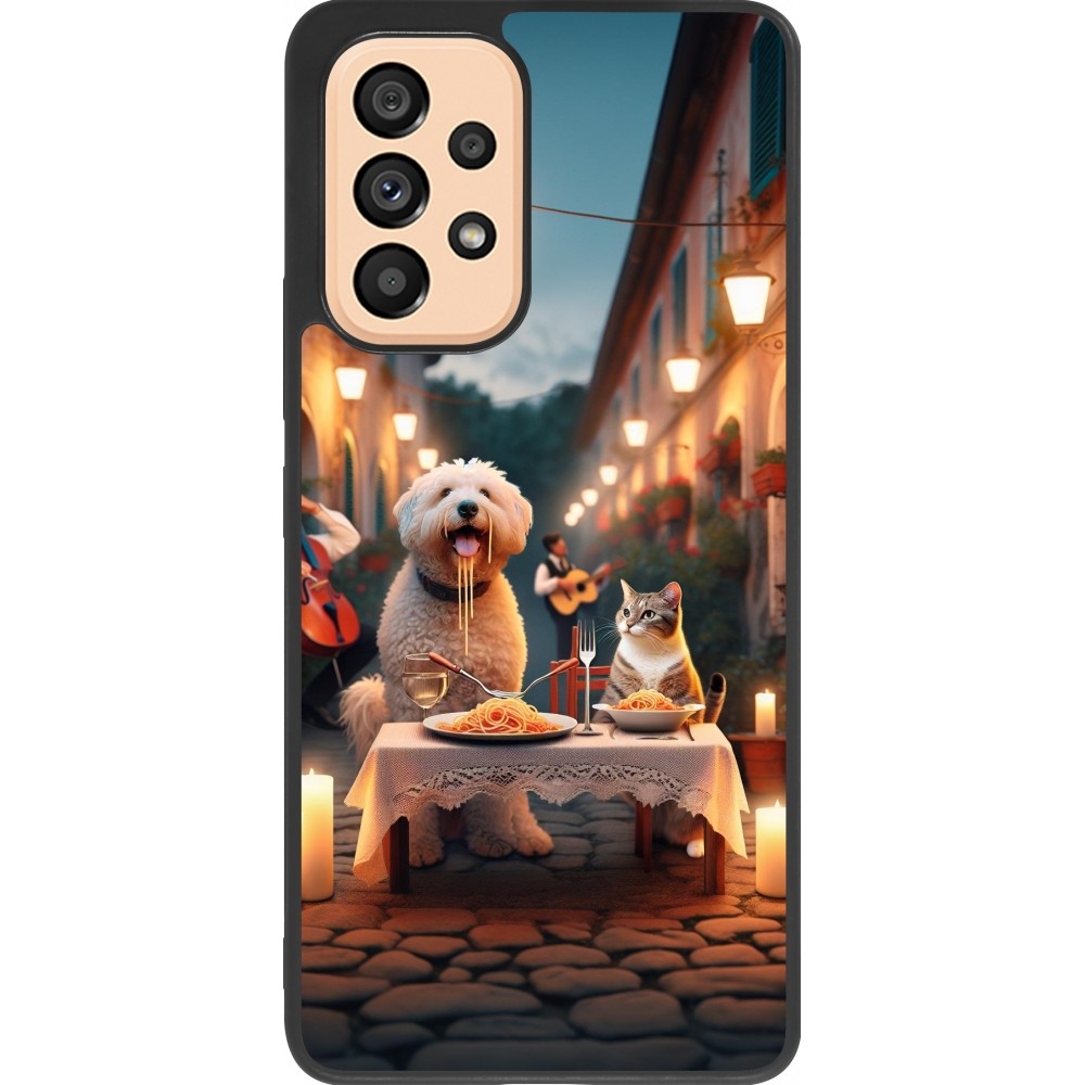 Samsung Galaxy A53 5G Case Hülle - Silikon schwarz Valentin 2024 Hund & Katze Kerzenlicht