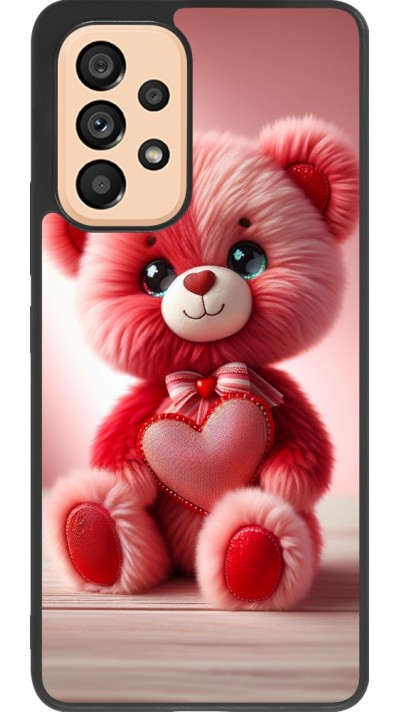 Coque Samsung Galaxy A53 5G - Silicone rigide noir Valentine 2024 Ourson rose