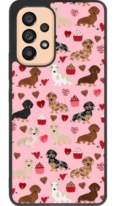 Coque Samsung Galaxy A53 5G - Silicone rigide noir Valentine 2024 puppy love