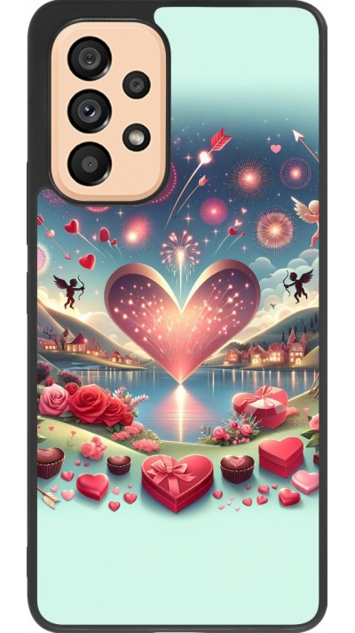 Coque Samsung Galaxy A53 5G - Silicone rigide noir Valentine 2025 Chic