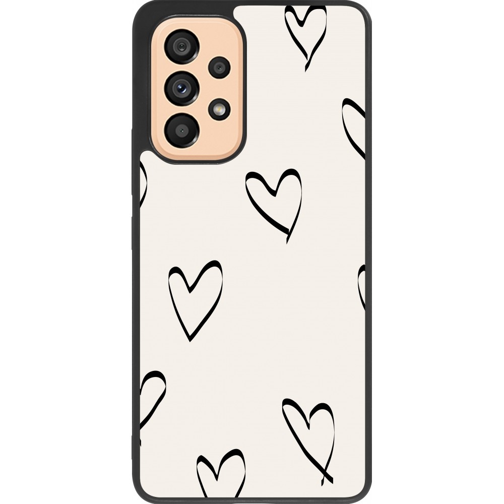 Samsung Galaxy A53 5G Case Hülle - Silikon schwarz Valentine 2023 minimalist hearts