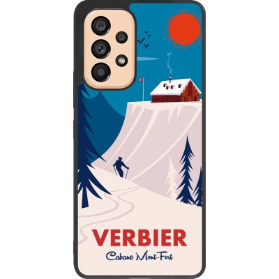 Coque Samsung Galaxy A53 5G - Silicone rigide noir Verbier Cabane Mont-Fort