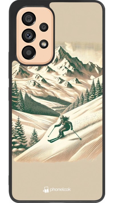 Coque Samsung Galaxy A53 5G - Silicone rigide noir Vintage Ski Mountain