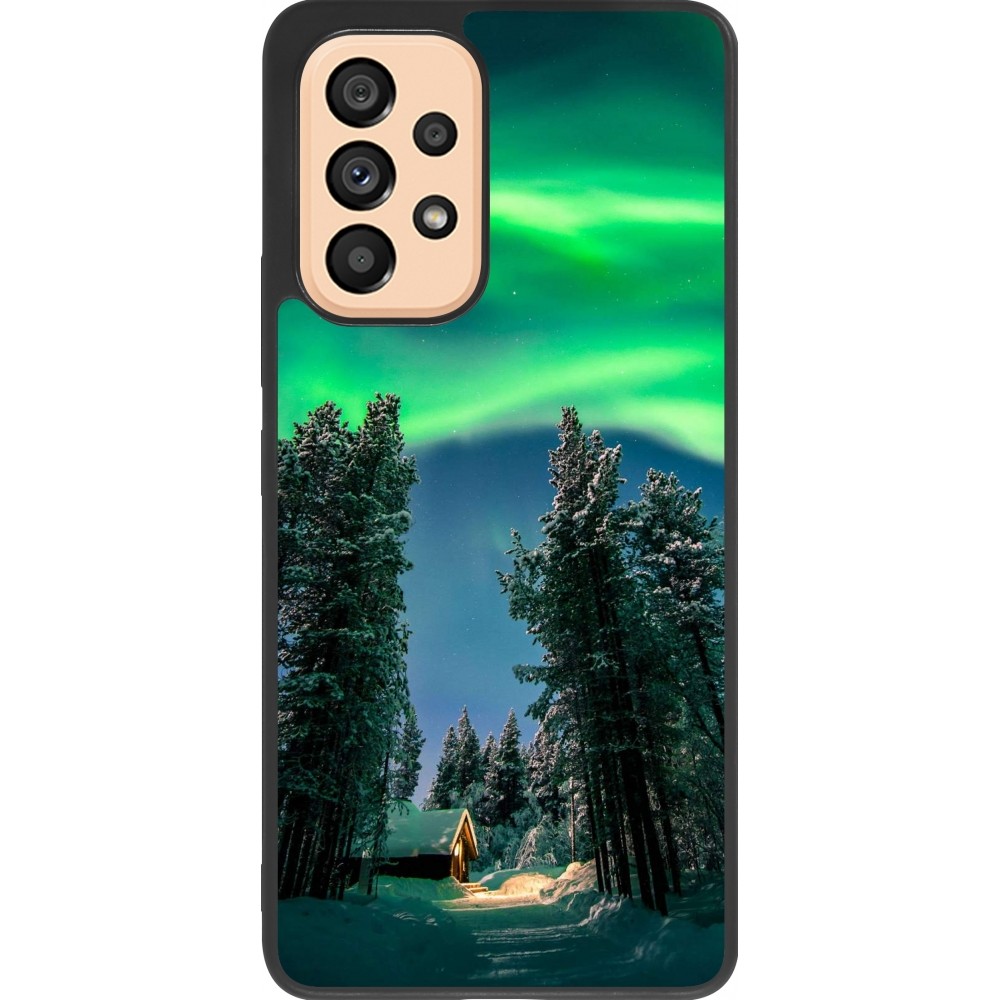 Coque Samsung Galaxy A53 5G - Silicone rigide noir Winter 22 Northern Lights