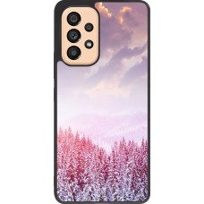 Coque Samsung Galaxy A53 5G - Silicone rigide noir Winter 22 Pink Forest