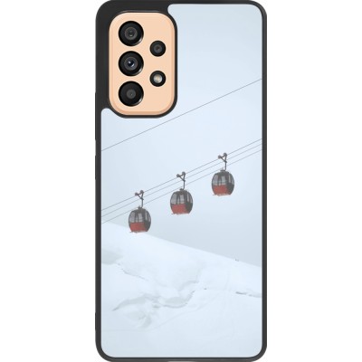 Coque Samsung Galaxy A53 5G - Silicone rigide noir Winter 22 ski lift