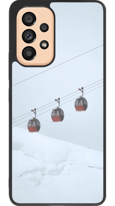 Coque Samsung Galaxy A53 5G - Silicone rigide noir Winter 22 ski lift