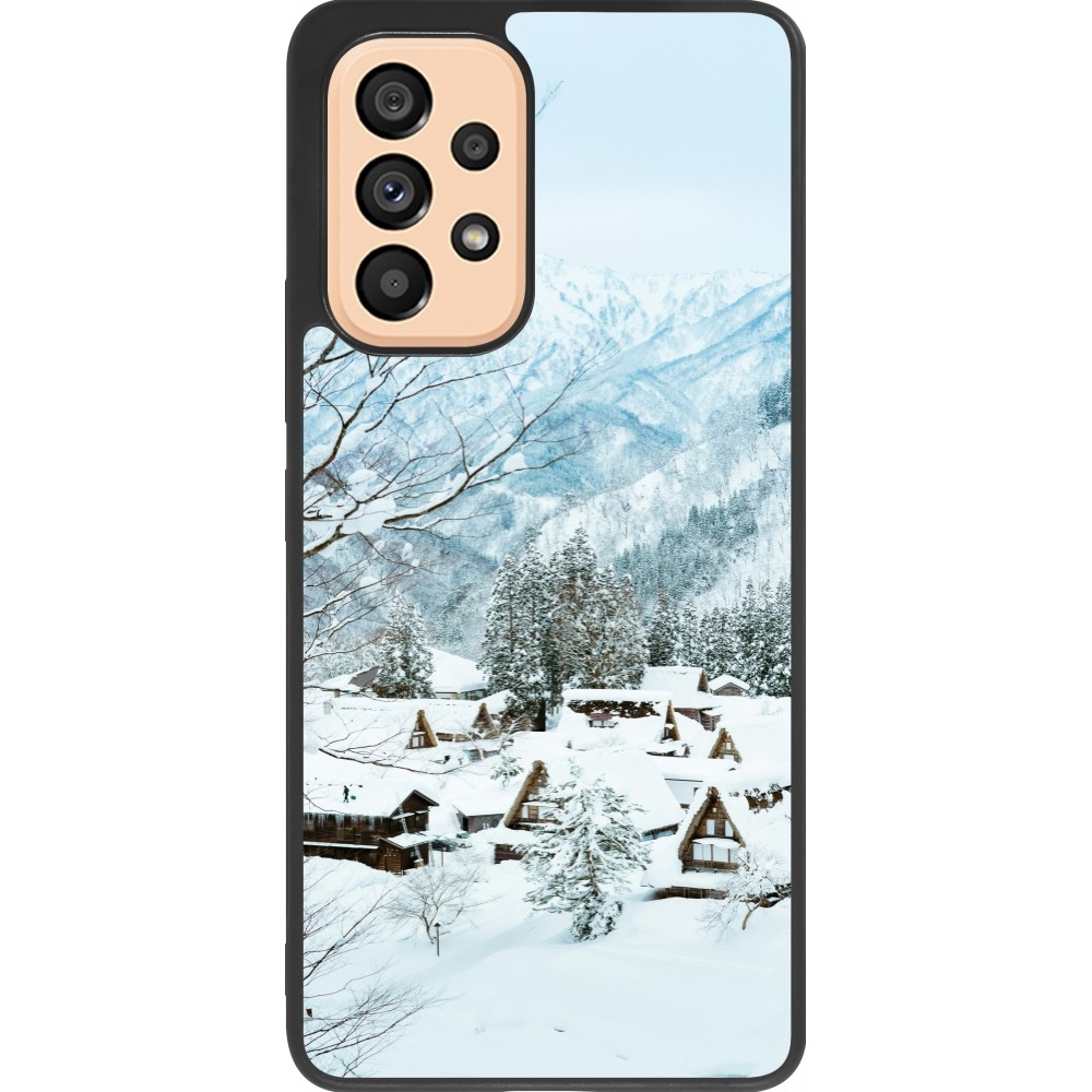 Samsung Galaxy A53 5G Case Hülle - Silikon schwarz Winter 25 Winter snowy landscape