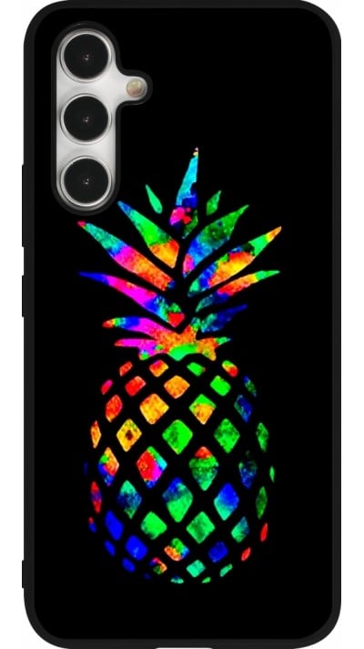 Coque Samsung Galaxy A54 5G - Silicone rigide noir Ananas Multi-colors