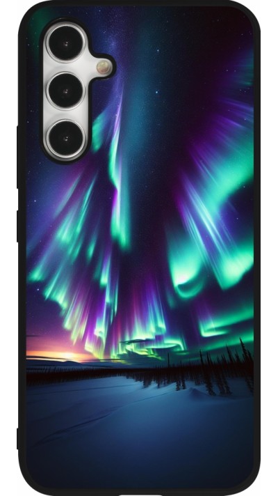 Coque Samsung Galaxy A54 5G - Silicone rigide noir Aurore Boréale Étincelante