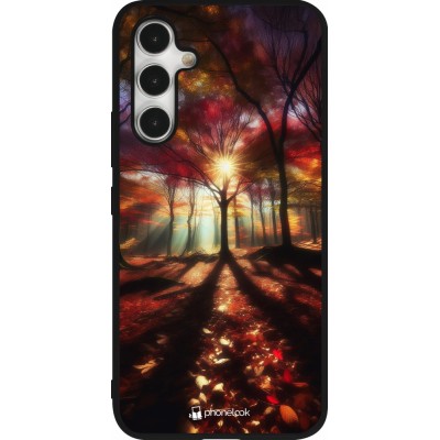 Coque Samsung Galaxy A54 5G - Silicone rigide noir Automne doré glare
