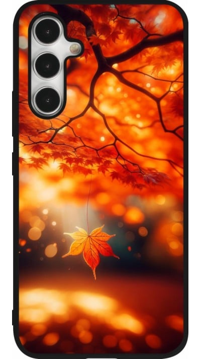Coque Samsung Galaxy A54 5G - Silicone rigide noir Automne Magique Orange