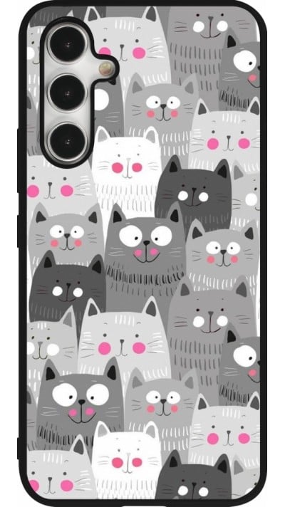 Samsung Galaxy A54 Case Hülle - Silikon schwarz Katzenschwärme