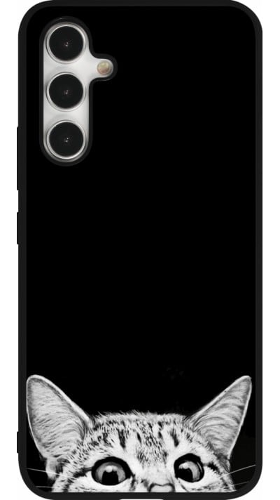 Samsung Galaxy A54 Case Hülle - Silikon schwarz Cat Looking Up Black