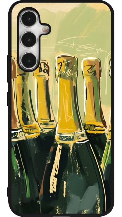Coque Samsung Galaxy A54 5G - Silicone rigide noir Champagne peinture