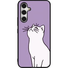 Samsung Galaxy A54 Case Hülle - Silikon schwarz Chat auf lila Hintergrund