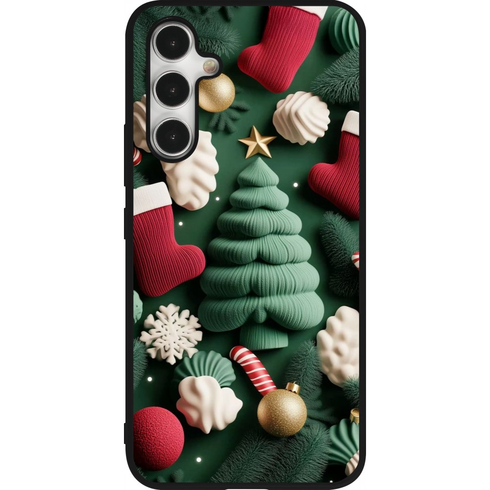 Coque Samsung Galaxy A54 5G - Silicone rigide noir Christmas 25 Christmas textiles