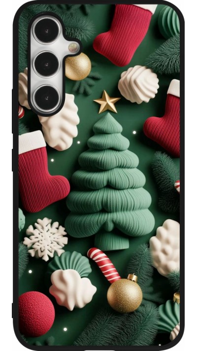 Coque Samsung Galaxy A54 5G - Silicone rigide noir Christmas 25 Christmas textiles
