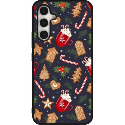 Samsung Galaxy A54 Case Hülle - Silikon schwarz Christmas 25 Pattern Gingerbread House