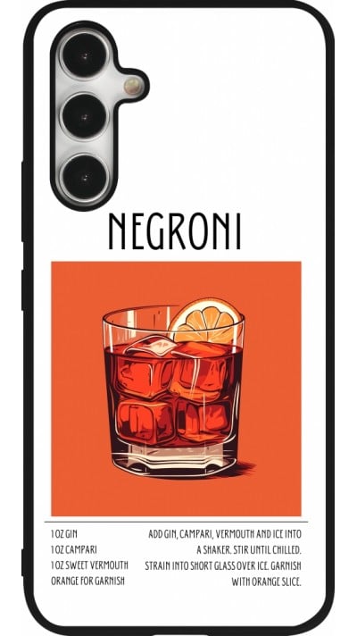 Coque Samsung Galaxy A54 5G - Silicone rigide noir Cocktail recette Negroni