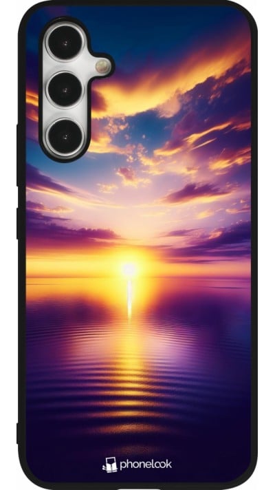 Samsung Galaxy A54 Case Hülle - Silikon schwarz Sonnenuntergang gelb violett