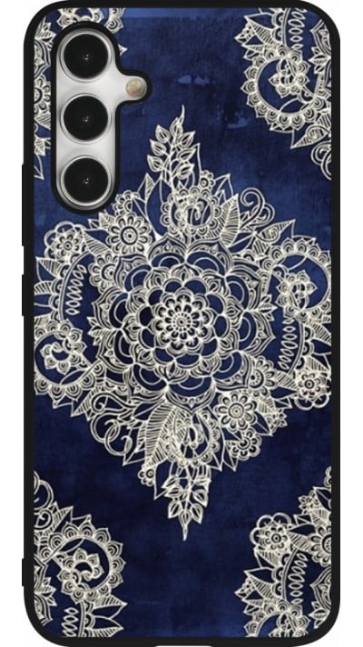 Samsung Galaxy A54 Case Hülle - Silikon schwarz Cream Flower Moroccan